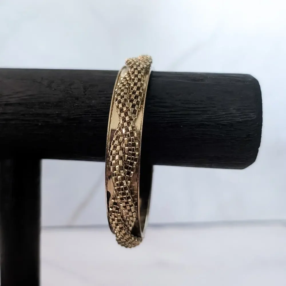 Vintage Bracelet / Bangle - Gold Tone with Woven Design